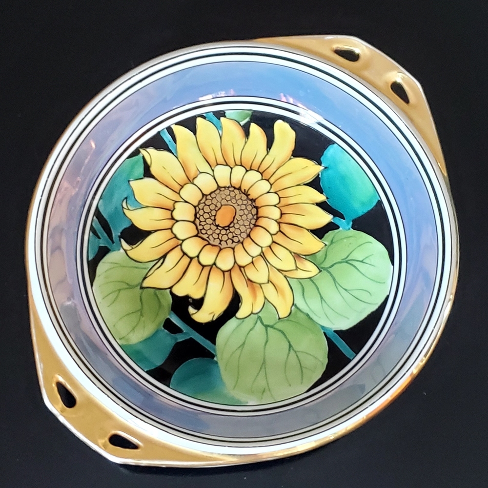 🌻Vntg Noritake Morimura Sunflower Lusterware Gold Handled 9 1/4" Plate or Bowl